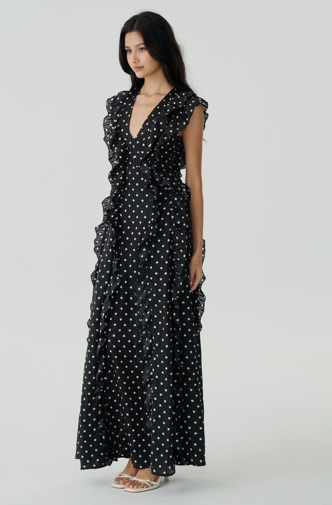 Anything but love polka dots chiffon maxi dress