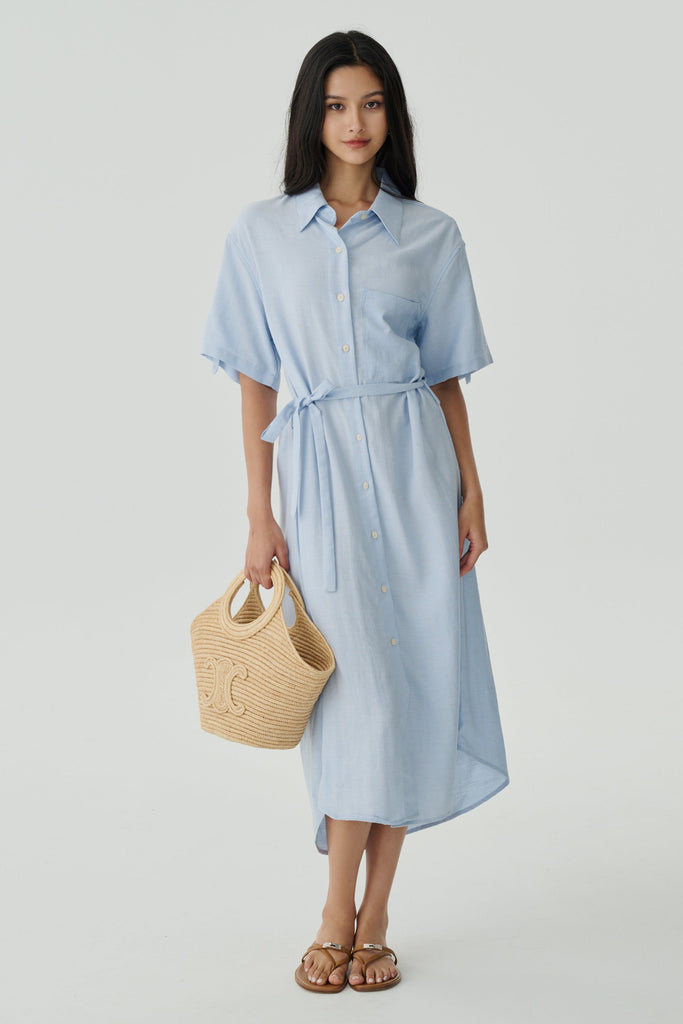 Ravello polo midi dress in sky blue