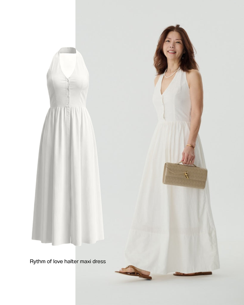 Rythm of love halter maxi dress in white