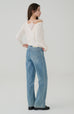 Double lined side split jeans
