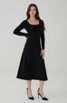 Queen vibe square neck knit dress in Black