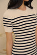New women stripe knit dress in white