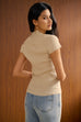 Sparkly v neck knit top in beige