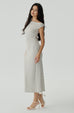 Aussie elastic stripes dress in beige