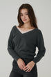 Double layered lace knit top in Black