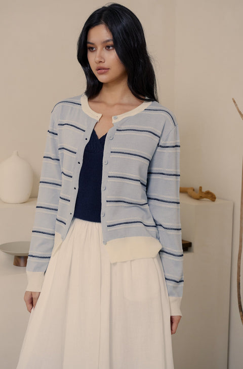 Blue hear stripes cardigan
