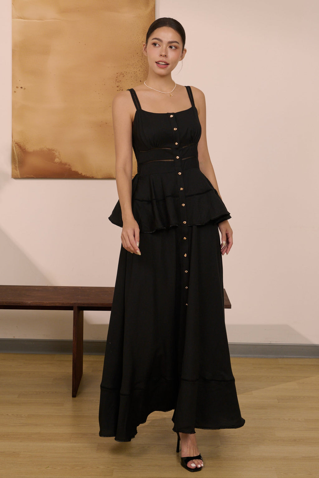 Take me on a date maxi dress in black