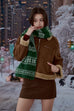 Snowflake wool blend scarf in Green/Grey