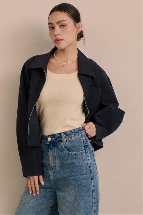 ZIP Minimal jacket in navy blue