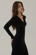 Feeling confident V neck knit dress in black