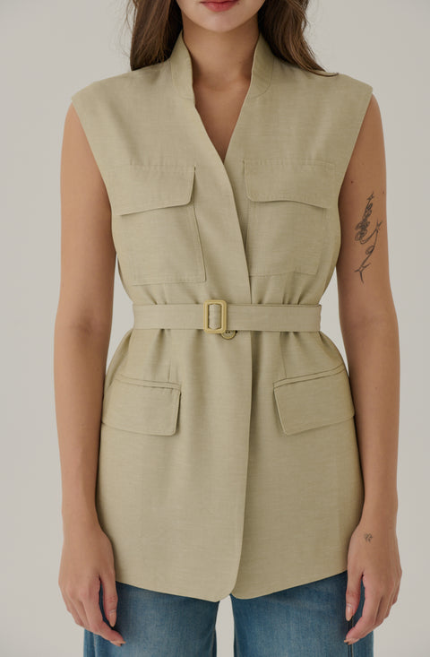 Capable woman sleeveless blazer