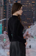 Nordic sparkly turtleneck knit top in Black/Red