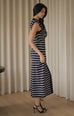 Maria stripe knit midi dress in black