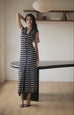 Maria stripe knit midi dress in black