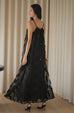 Tutu maxi dress with belt in black / pink
