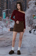 Gingerbread Knit Off-shoulder Top