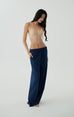 Max comfy linen stripes pants in navy
