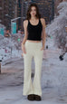 Wool blend flared pants in Beige/Grey/Navy