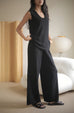 Gemma soft knit wide-leg pants in black